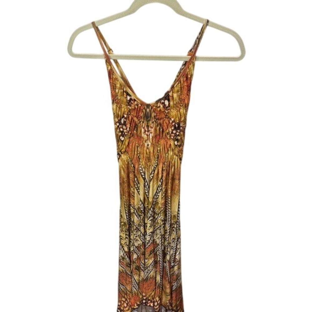 Urban‎ Mangoz Dress Medium Brown Orange Butterfly Print Mini Spaghetti Strap